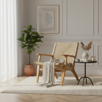 Lounge Chair Kursi Santai Kayu Jati Anyaman Loom