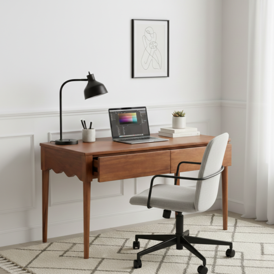 Lowie Writing Desk Belajar Modern Retro Kayu Jati 2 Laci Lowie Writing Desk Belajar Modern Retro Kayu Jati 2 Laci