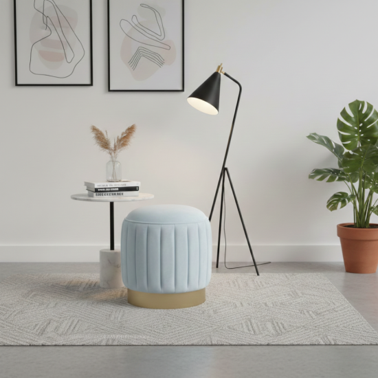 Luxury Stool Pouff Ottoman Kursi Bulat Kain Bludru