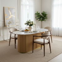 Malia Dining Table Meja Makan Kayu Solid Top Marmer