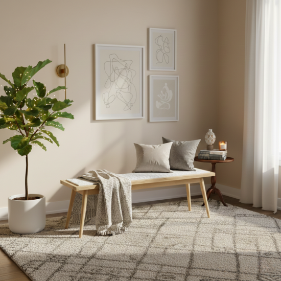 Marisa Bench Kursi Bangku Dudukan Rotan Retro Vintage