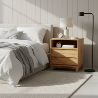 Marlo Bedside Meja Nakas Laci Minimalis Jati Solid