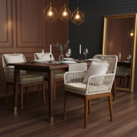 Mediterania Chair Kursi Makan Outdoor Anyaman Rotan Kayu Jati