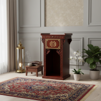 Meja Altar Ukiran Antik Kayu Jati 2 Laci Red Mahoni Finishing