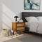 Meja Bedside Retro 2 Laci Anyaman Rotan Kayu Jati