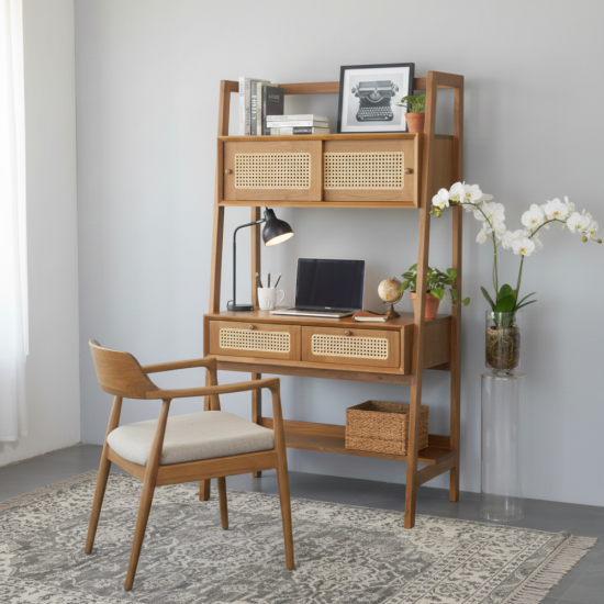 Meja Belajar Meja Kerja Kayu Jati Minimalis Mid-Century