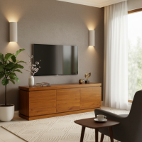 Meja Bufet TV Kayu Solid Jati Minimalis 3 Laci