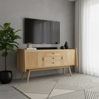 Meja Bufet TV Retro Kayu Jati Minimalis