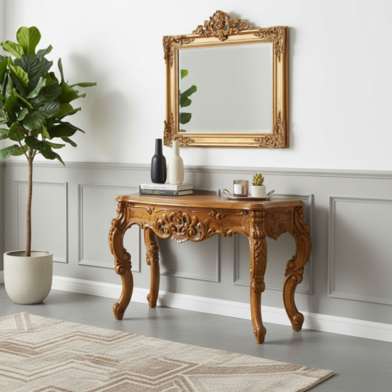 Meja Konsol Dinding Ukiran Antik Vintage Kayu Jati