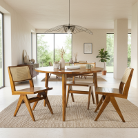 Meja Makan Bundar Retro 3 Kursi Minimalis Kombinasi Anyaman