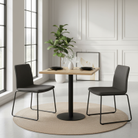 Meja Makan Cafe Square Kayu Jati Kaki Besi Industrial