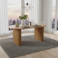 Meja Makan Kaki Salur Minimalis Jati Solid