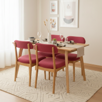 Meja Makan Minimalis Kayu Jati Set 4 Kursi Jok Modern