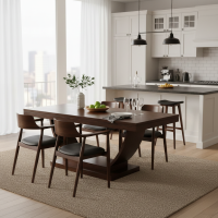 Meja Makan Minimalis Model Perahu Set 4 Kursi Retro