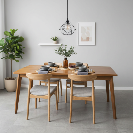 Meja Makan Panjang Minimalis Scandinavian Jati