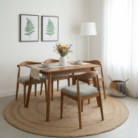 Meja Makan Retro Set 4 Kursi Cafe Model Tanduk