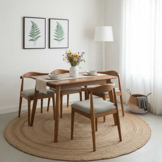 Meja Makan Retro Set 4 Kursi Cafe Model Tanduk