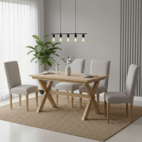 Meja Makan Set 4 Kursi Jok Minimalis Natural Bleaching