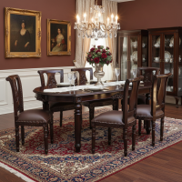 Meja Makan Set 6 Kursi Salina Dudukan Jok Kayu Jati Mebel Jepara