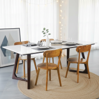 Meja Makan Top Marmer Set 4 Kursi Minimalis Kayu Jati