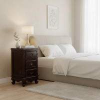 Meja Nakas Bedside Ukiran 3 Laci Kayu Jati 