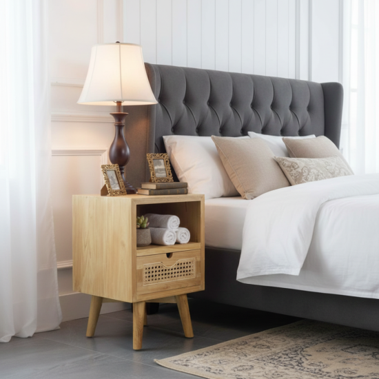 Meja Nakas Retro Samping Tempat Tidur 1 Laci Meja Nakas Retro Samping Tempat Tidur 1 Laci