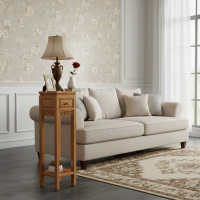 Meja Nakas Ruang Tamu Tinggi 2 Laci Kayu Jati Ukiran