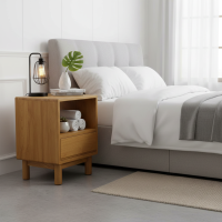 Meja Nakas Samping Ranjang Minimalis Retro 1 Laci