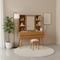 Meja Rias Kayu Jati Minimalis Retro 6 Laci