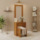 Meja Rias Set Kursi Stool Minimalis 1 Laci Kayu Jati