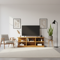 Meja TV Kayu Jati Minimalis Modern Bufet Rak Buku