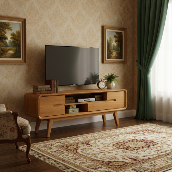 Meja TV Retro Minimalis Kayu Jati 2 Pintu 2 Laci Meja TV Retro Minimalis Kayu Jati 2 Pintu 2 Laci