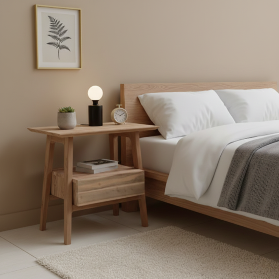 Melissa Reclaimed Teak Bedside Table 1 Drawer