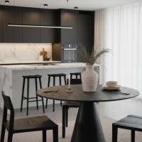 Meridian Round Reclaimed Teak Charcoal Grain Dining Table