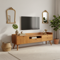 Mid-Century Bufet Kayu Jati Minimalis Retro Modern