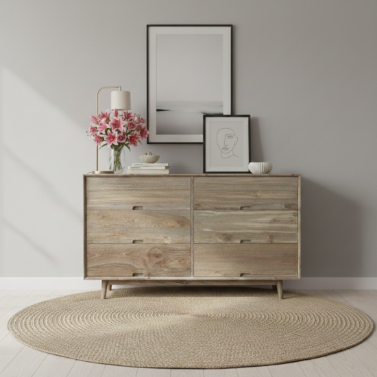 Mid-Century Chest of 6 Drawer Recycled Teak Wood