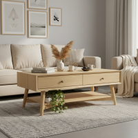 Mid-Century Meja Tamu Retro 2 Laci Kayu Jati