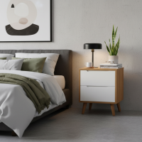 Nakas Bedside Retro Natural Waterbased 2 Laci Putih