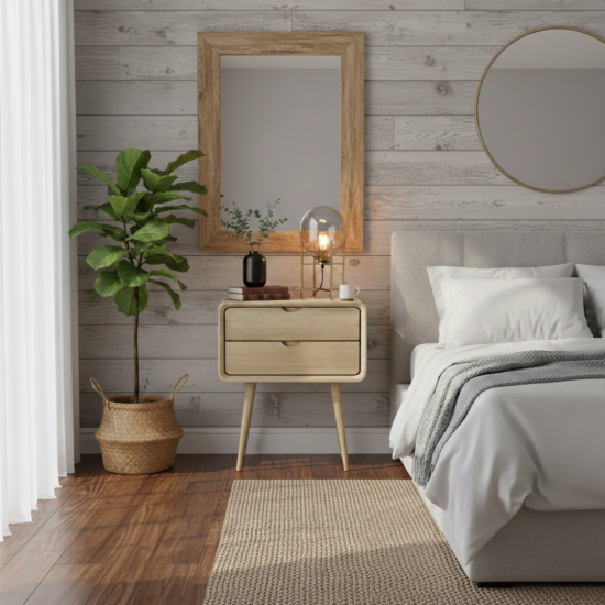 Nakas Bedside Table Retro Kayu Jati 2 Laci