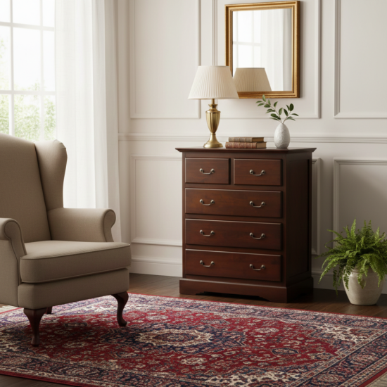 Nakas Minimalis Lemari Arsip Kayu Jati 5 Laci Antik