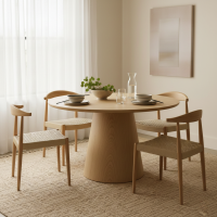 Natalia Dining Table Meja Makan Bundar Klasik Kayu Solid Minimalis