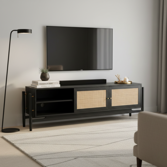 Nazia TV Console Bufet Meja TV Retro 2 Pintu Anyaman Nazia TV Console Bufet Meja TV Retro 2 Pintu Anyaman