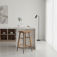 kursi Bar Stool Cafe Kayu Jati Model Daun