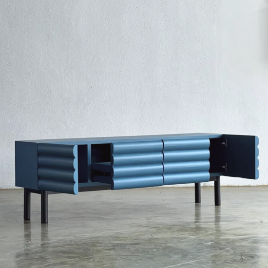 Riqa TV Console Meja Bufet TV Minimalis Teal Blue