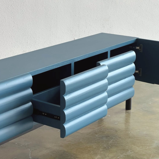 Riqa TV Console Meja Bufet TV Minimalis Teal Blue