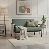 Mid-Century Sofa Bangku 2 Seater Kayu Jati Jepara