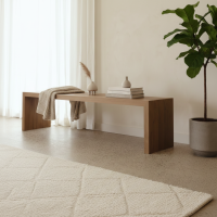 Minimalist Reclaimed Teak Waterfall Bench