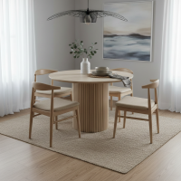 Odin Dining Table Meja Makan Bundar Minimalis Kayu Solid