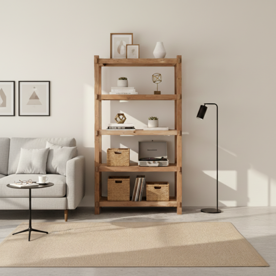 Open Frame Reclaimed Teak Bookshelf