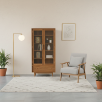 Paloma Glass Cabinet Lemari Rak Buku Kaca Pajangan Ruang Tamu